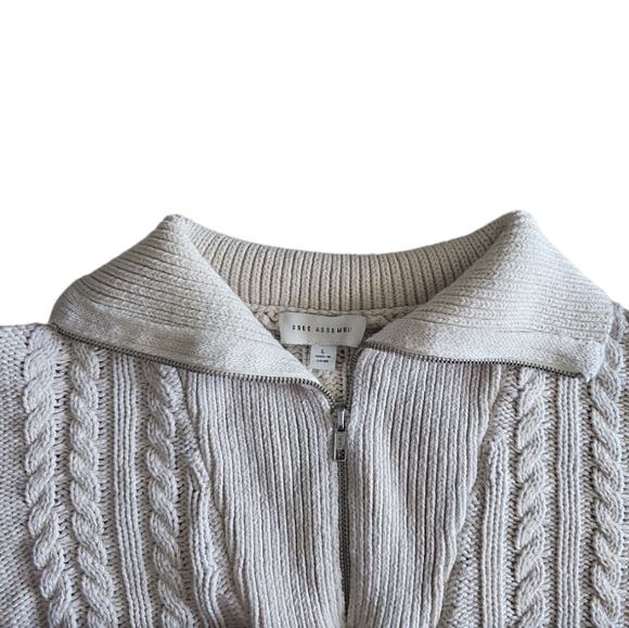 Free Assembly Oversized Boyfriend Cable Knit Sweater L White Cozy Minimalist - Picture 8 of 15